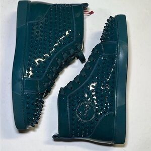 Christian Louboutin Teal Patent
Leather Louis Spike High Top Sneakers